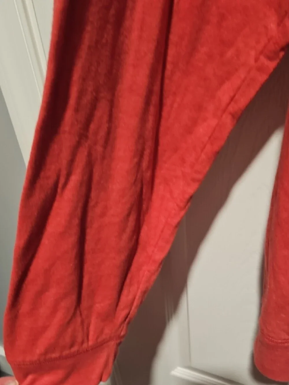 Men's Washed Red Crewneck Sweatshirt with Stripe Pocket